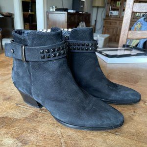 Barbara Bui Black Suede Studded Ankle Booties  - EU 36